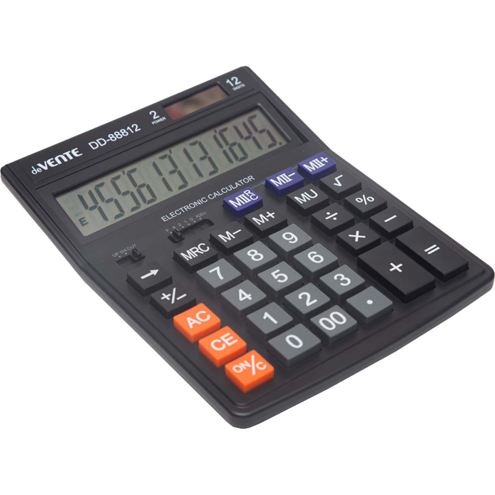калькулятор настольный 12 разряд. devente dd-88812,145х190мм чёрный Калькулятор настольный 12 разряд. devente dd-88812,145х190мм чёрный