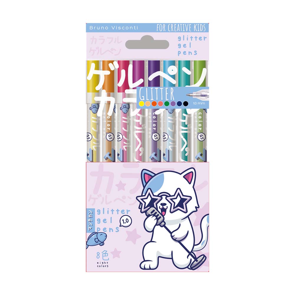 ручка гел. в наборе "bruno visconti" kawaii animals" glitter 8цв. 1мм Ручка гел. в наборе "bruno visconti" kawaii animals" glitter 8цв. 1мм