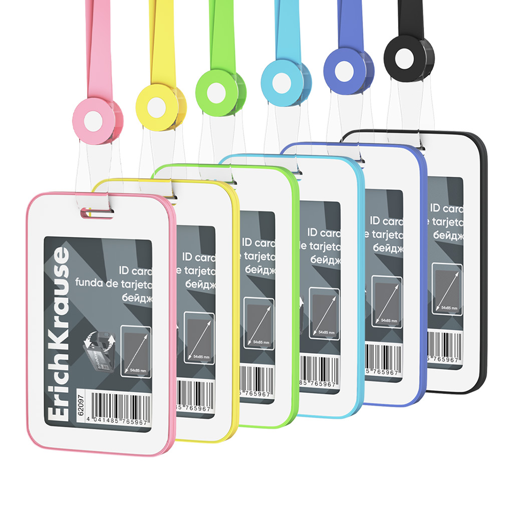 бейдж вертикальный 54х85мм на ленте erich krause асс-т Бейдж вертикальный 54х85мм на ленте erich krause асс-т