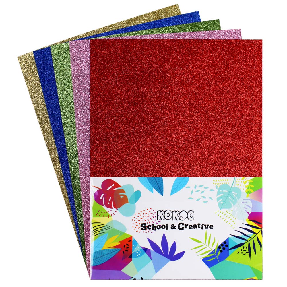 бумага цветная а4 блёстки 5л. 5цв. (кокос) Бумага цветная а4 блёстки 5л. 5цв. (кокос)