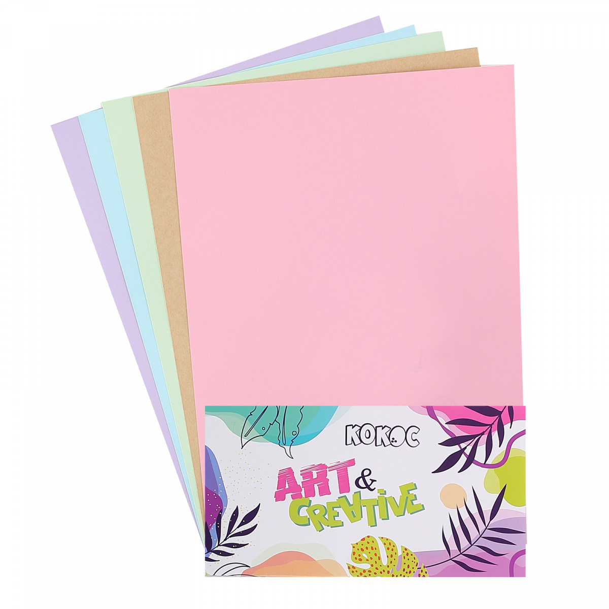 бумага цветная а4 самокл. 5л. 5цв. (кокос) Бумага цветная а4 самокл. 5л. 5цв. (кокос)