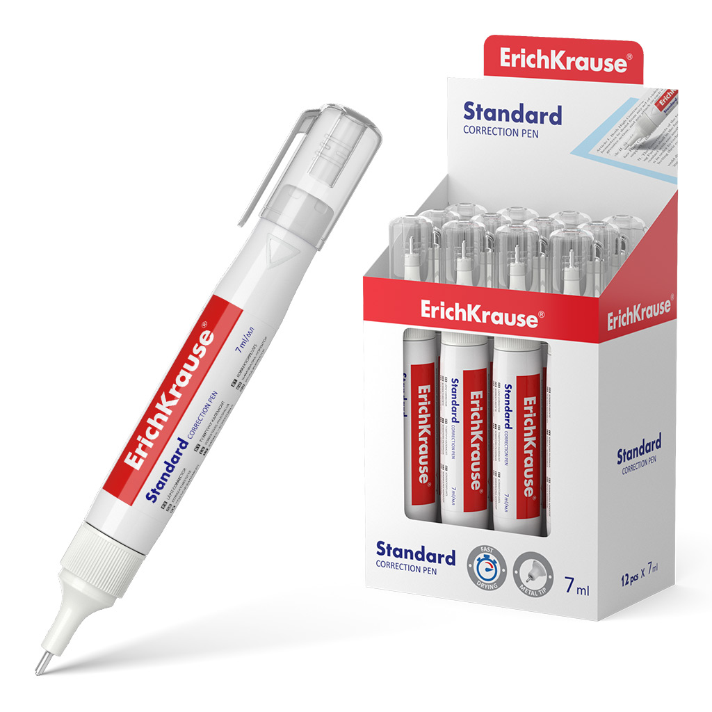 корректирующая ручка erich krause "standart" с мет.наконеч. 7мл Корректирующая ручка erich krause "standart" с мет.наконеч. 7мл