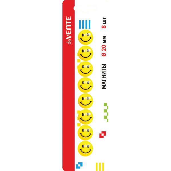 магниты д/демонстрац. досок d20мм 8шт "devente" смайл Магниты д/демонстрац. досок d20мм 8шт "devente" смайл