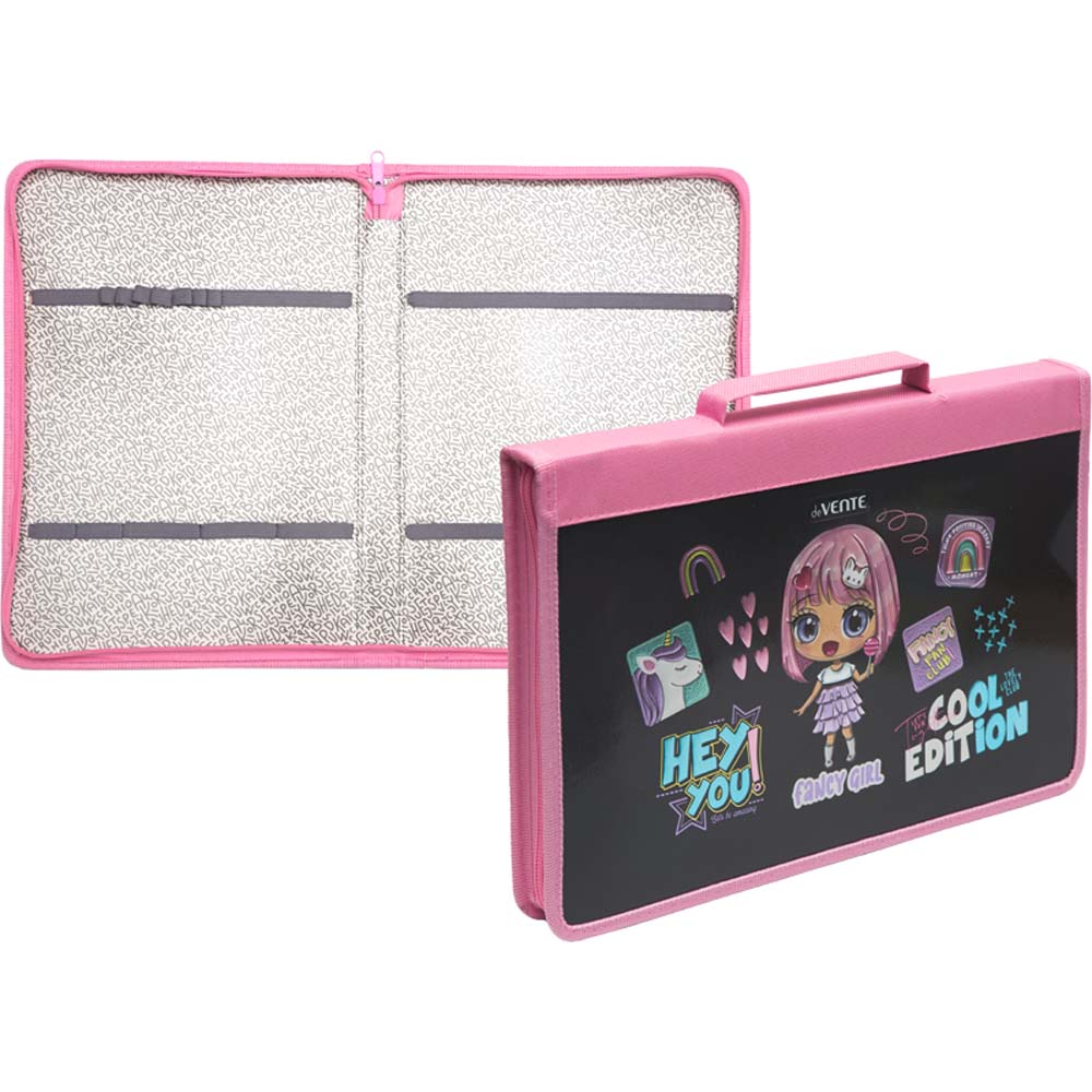 папка для труда а4 devente "fancy girl" на молн. вокруг с ручкой,фольга,конгрев Папка для труда а4 devente "fancy girl" на молн. вокруг с ручкой,фольга,конгрев