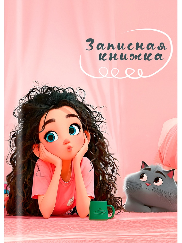 книжка записная а7 тв.обл. 48л. "девушка и кот-2" (проф-пресс) глянц.лам. Книжка записная а7 тв.обл. 48л. "девушка и кот-2" (проф-пресс) глянц.лам.