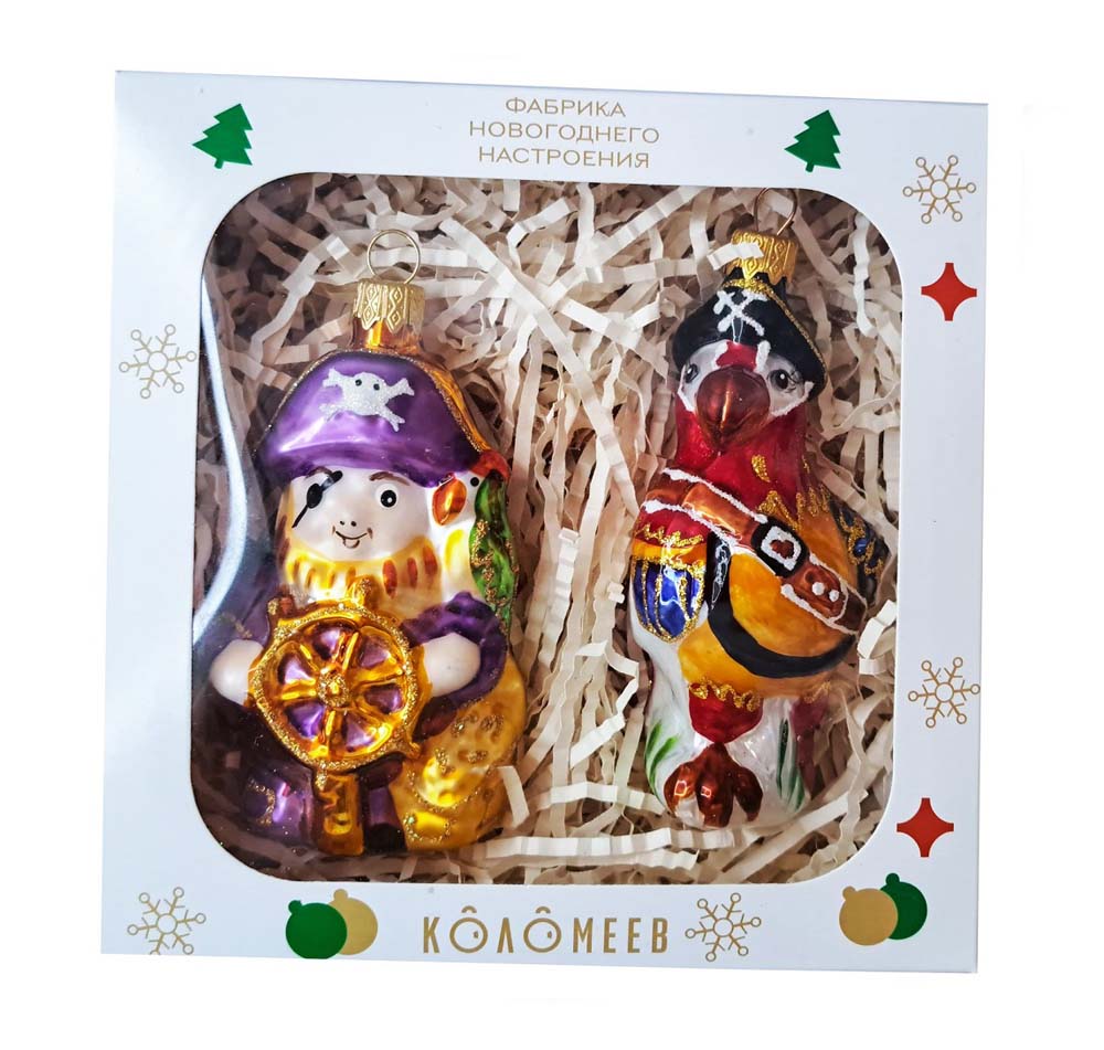 набор украшений "рождественская сказка" (стекло) 2шт. Набор украшений "рождественская сказка" (стекло) 2шт.