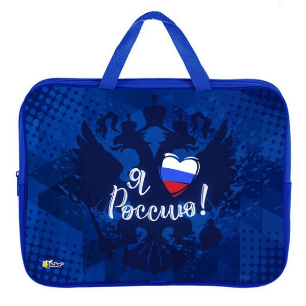 папка текстиль с ручками а4 оникс "я люблю россию!" на молнии Папка текстиль с ручками а4 оникс "я люблю россию!" на молнии