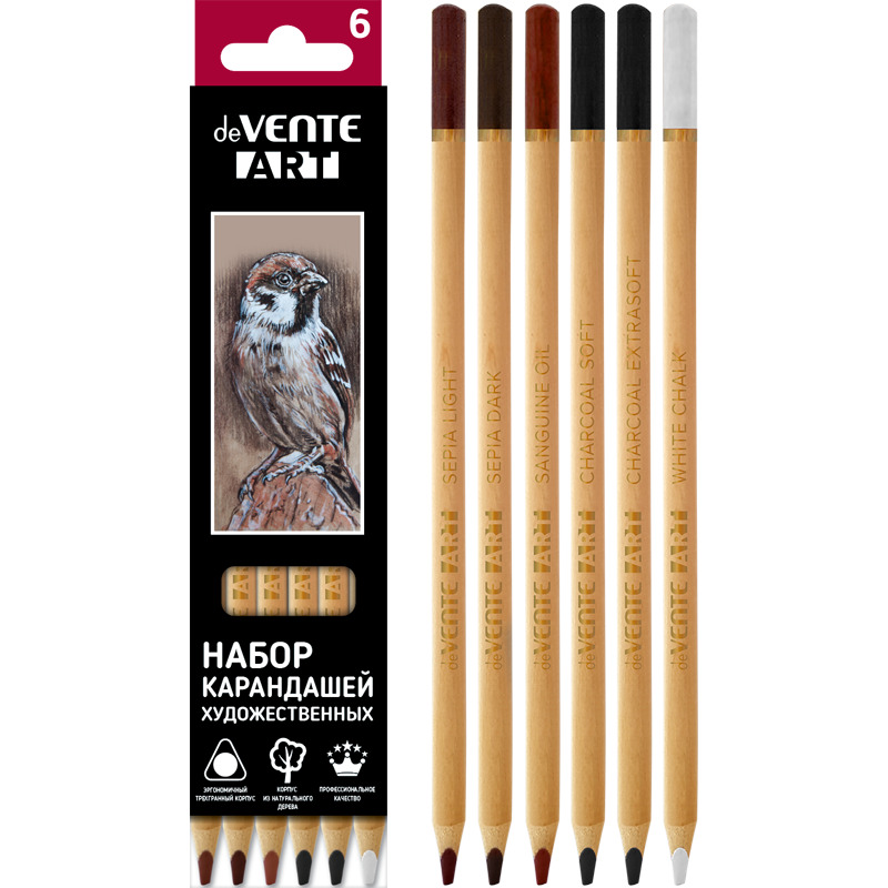 карандаши художественные devente "art" 6шт. трёхгран. Карандаши художественные devente "art" 6шт. трёхгран.