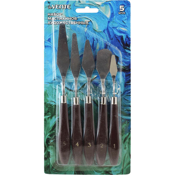 набор мастихинов "devente" "art" 5шт. с деревянными ручками Набор мастихинов "devente" "art" 5шт. с деревянными ручками