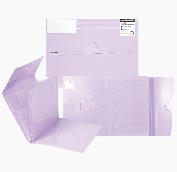 картотека пластиковая "devente"pastel" а4 (6 отделений+1 отделен.а3) сиреневая, карман для марк. Картотека пластиковая "devente"pastel" а4 (6 отделений+1 отделен.а3) сиреневая, карман для марк.