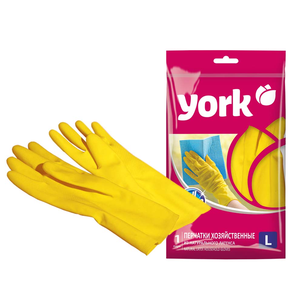 перчатки резиновые с х/б напылением "york" l Перчатки резиновые с х/б напылением "york" l