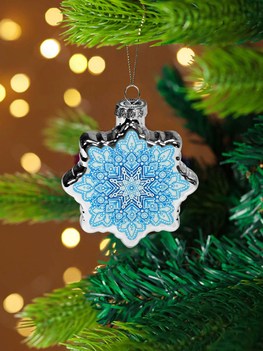 украшение "снежинка" 8см (стекло) Украшение "снежинка" 8см (стекло)