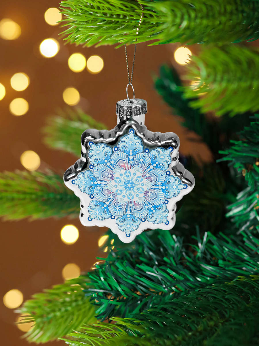 украшение "снежный вихрь" 8см (стекло) Украшение "снежный вихрь" 8см (стекло)