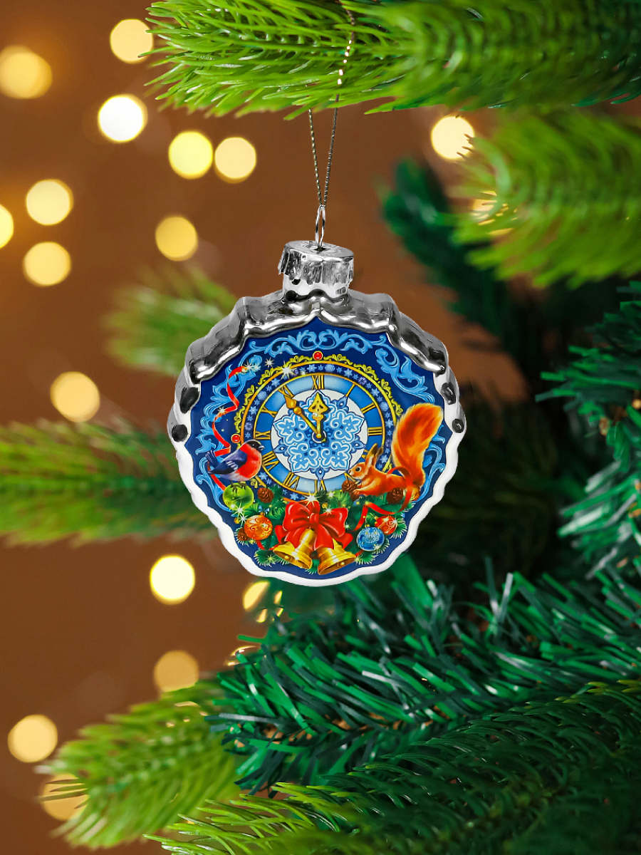 украшение "часы праздничные" 8см (стекло) Украшение "часы праздничные" 8см (стекло)