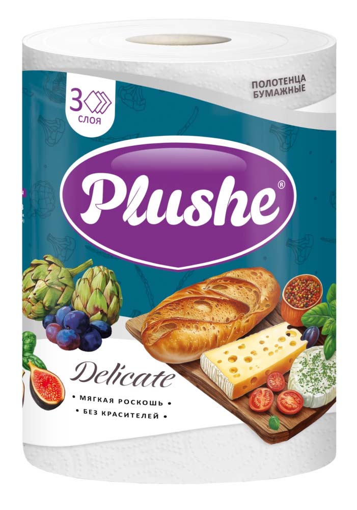 полотенце бумажное "plushe" 3-х сл. 1 рул. 25м Полотенце бумажное "plushe" 3-х сл. 1 рул. 25м
