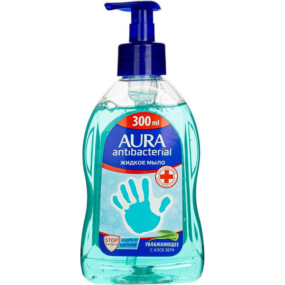 мыло жидкое "аура" антибактериальное алоэ вера 300мл с дозатором Мыло жидкое "аура" антибактериальное алоэ вера 300мл с дозатором