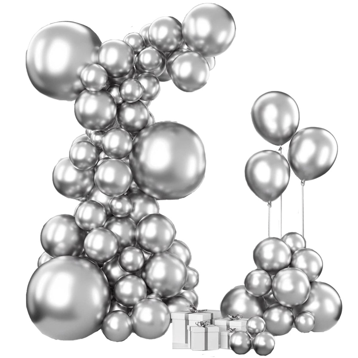 набор шаров возд. 67шт. серебро Набор шаров возд. 67шт. серебро