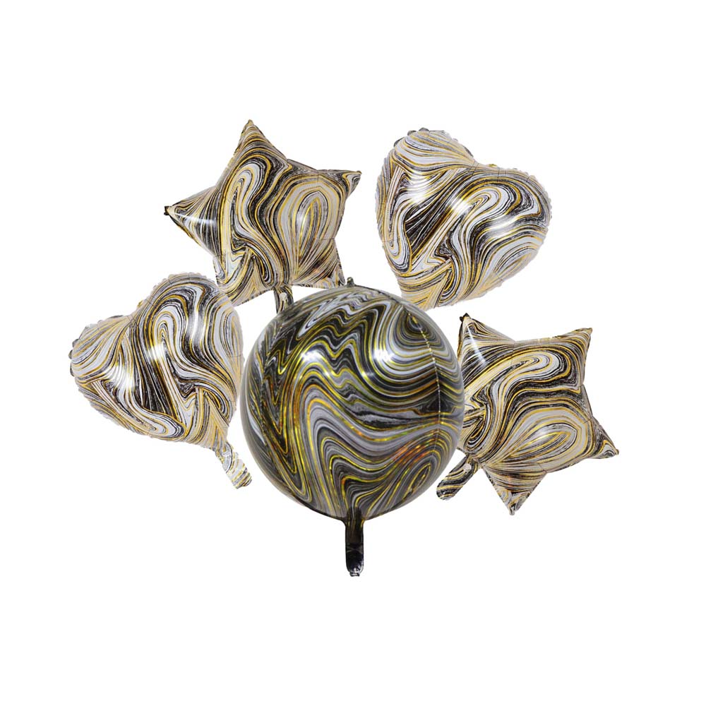 набор шаров возд. 5шт. фольгир. чёрный/золото Набор шаров возд. 5шт. фольгир. чёрный/золото