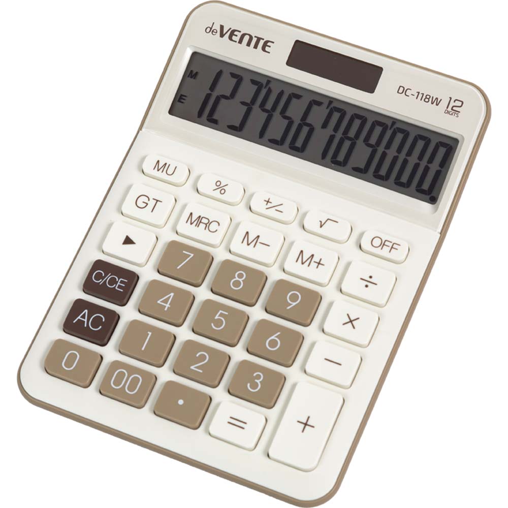 калькулятор настольный 12 разряд. devente dc-118w,126х175мм белый/коричневый Калькулятор настольный 12 разряд. devente dc-118w,126х175мм белый/коричневый