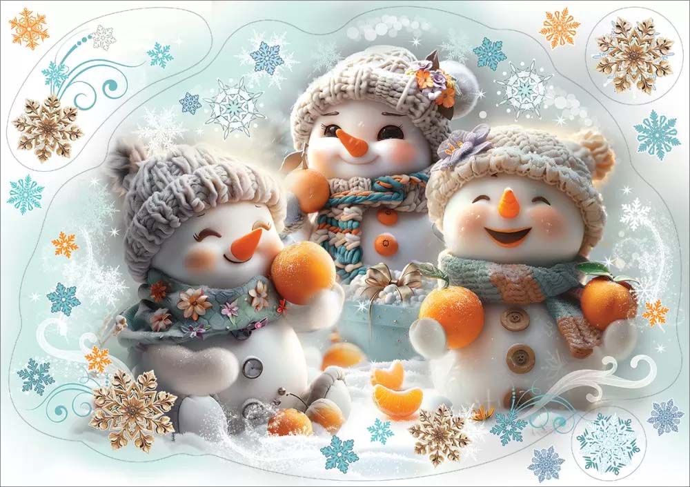 наклейки витражные "снеговики" (47х33,2см) Наклейки витражные "снеговики" (47х33,2см)