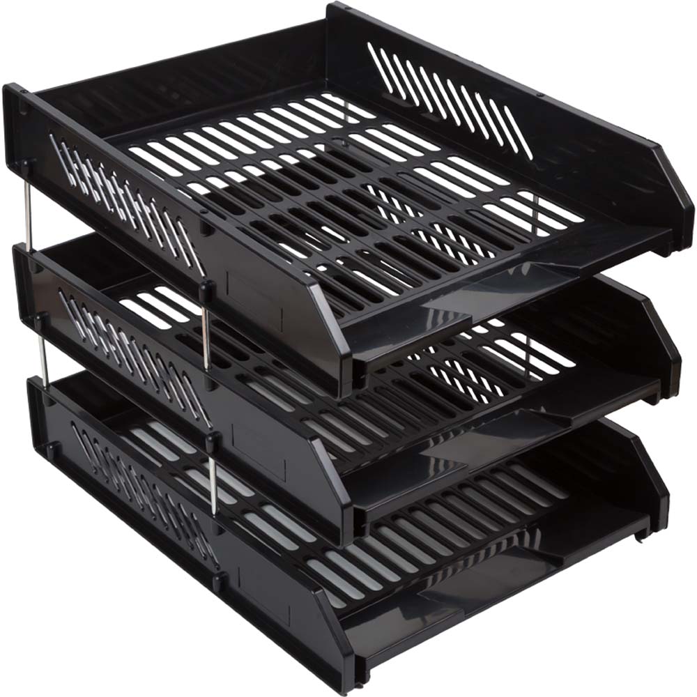 лоток для бумаг и папок 3 секц. devente чёрный Лоток для бумаг и папок 3 секц. devente чёрный