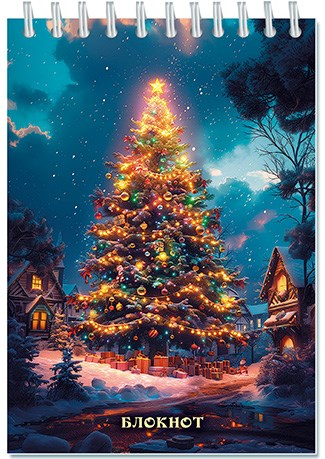 блокнот а6 гребень 80л. кл. "новогодняя ёлка" (апплика) Блокнот а6 гребень 80л. кл. "новогодняя ёлка" (апплика)