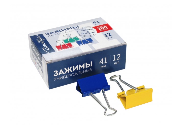 зажим для бумаг цветной 41мм 12шт глобус Зажим для бумаг цветной 41мм 12шт глобус