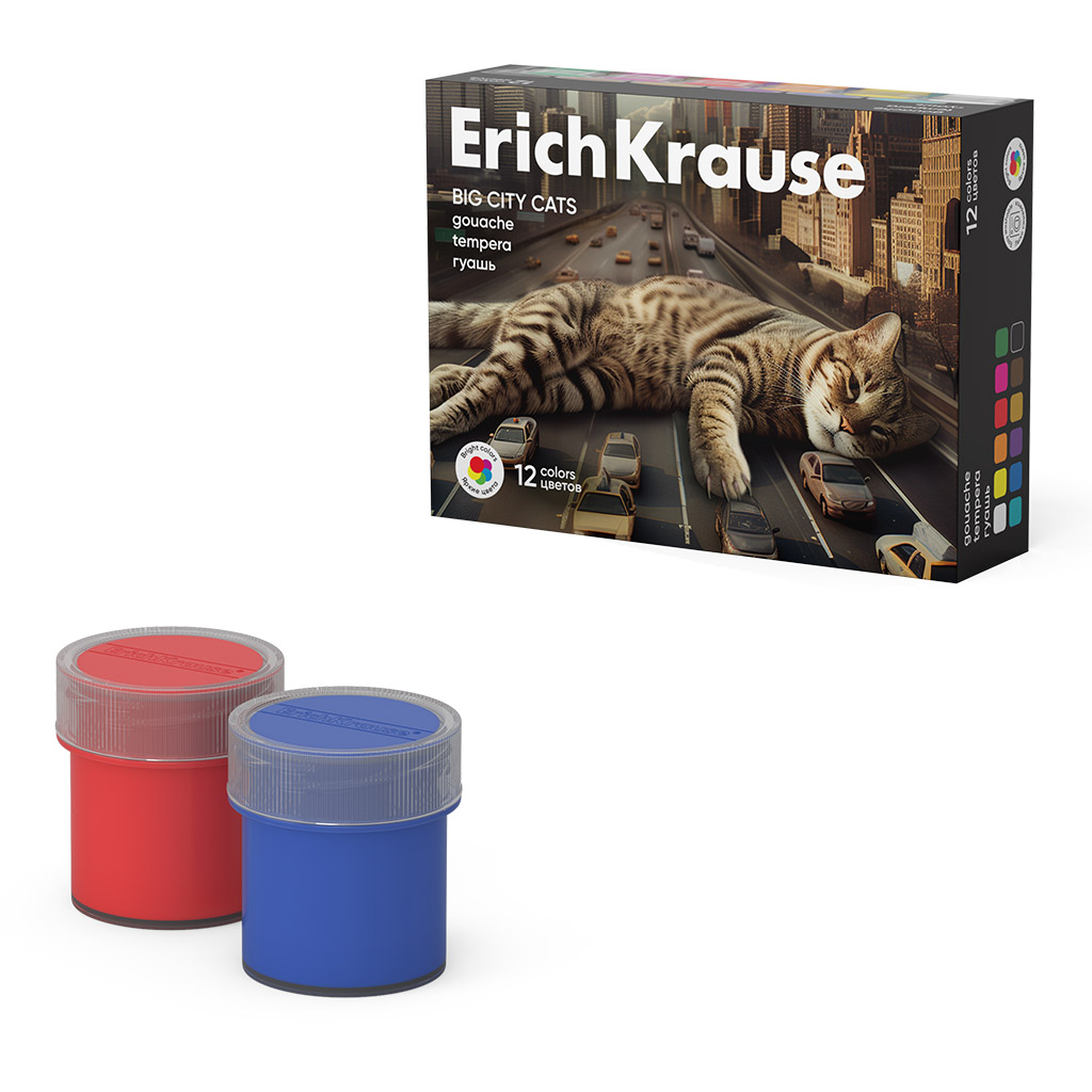 краски гуашевые "big city cats" (erich krause) 12цв. 20мл Краски гуашевые "big city cats" (erich krause) 12цв. 20мл