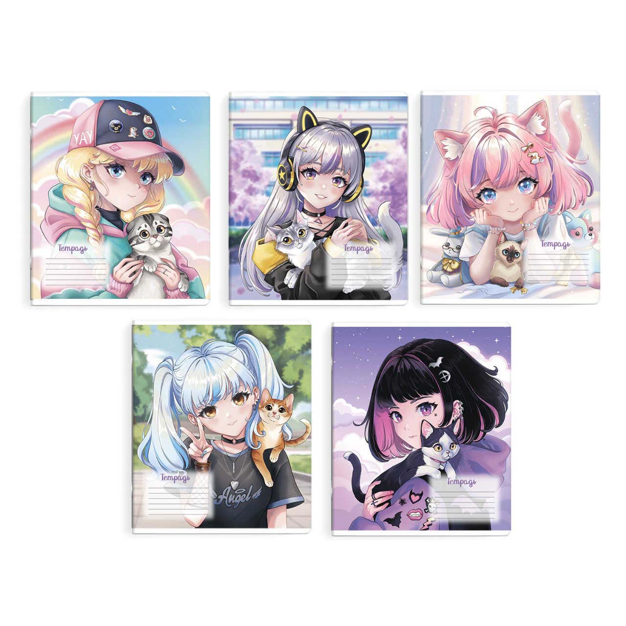 тетрадь 24л. кл. "аниме с котиками" (феникс+) б/б,выб.лак,асс-т Тетрадь 24л. кл. "аниме с котиками" (феникс+) б/б,выб.лак,асс-т