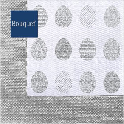 салфетки бум. 330х330мм 20 шт. 3-сл. "скатерть серебряными яйцами" Салфетки бум. 330х330мм 20 шт. 3-сл. "скатерть серебряными яйцами"