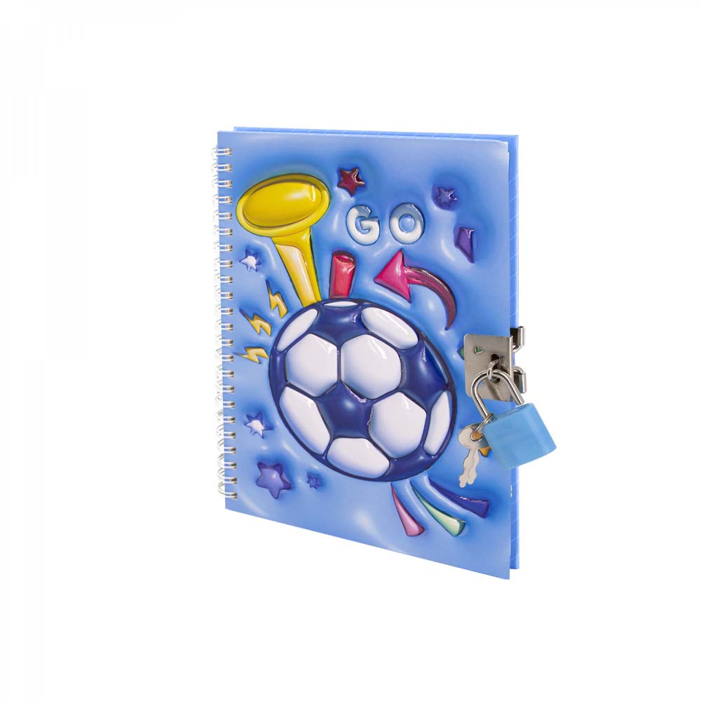 блокнот с замочком а6 гребень 45л. кл. "футбол" (alingar) 3d Блокнот с замочком а6 гребень 45л. кл. "футбол" (alingar) 3d