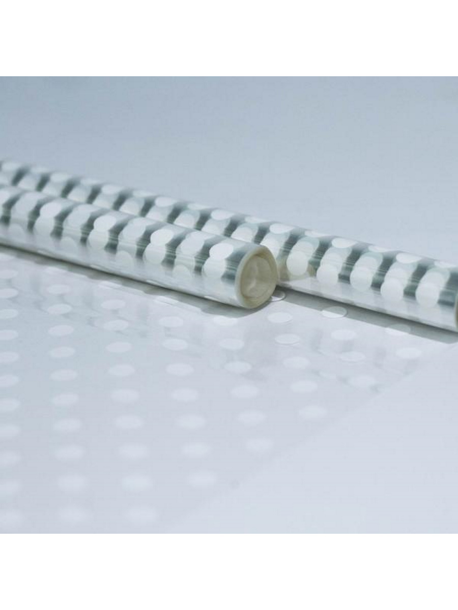 бумага упаковочная пленка 0,70х7,5м прозрачная "горох" белый Бумага упаковочная пленка 0,70х7,5м прозрачная "горох" белый