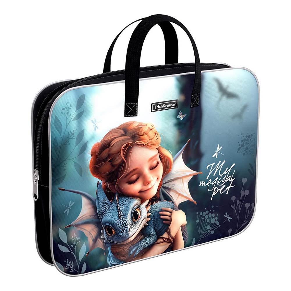 папка текстиль с ручками а4+ erich krause "magic pet" на молнии Папка текстиль с ручками а4+ erich krause "magic pet" на молнии