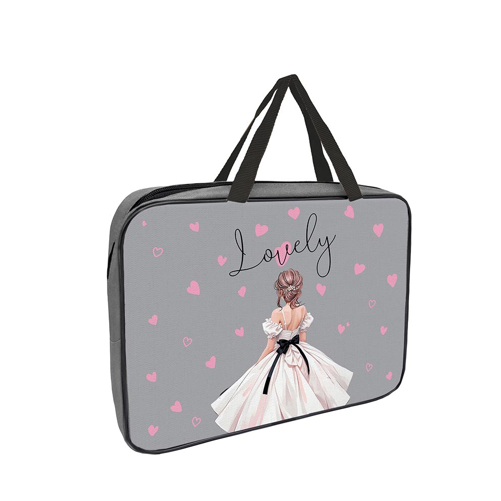 папка текстиль с ручками а4+ пчёлка "акварельная принцесса" 33,5х26х6см на молнии Папка текстиль с ручками а4+ пчёлка "акварельная принцесса" 33,5х26х6см на молнии