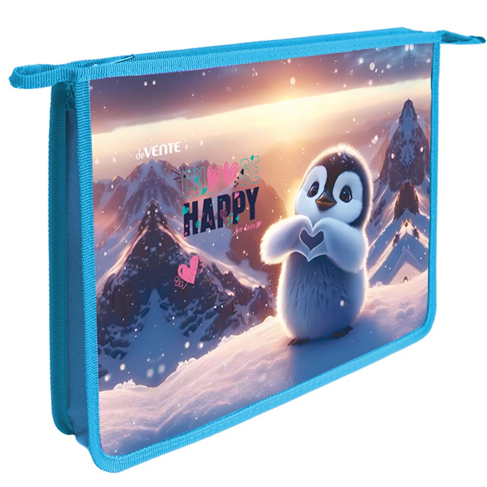 папка для тетрадей а4 на молнии devente "happy pinguin" конгрев Папка для тетрадей а4 на молнии devente "happy pinguin" конгрев