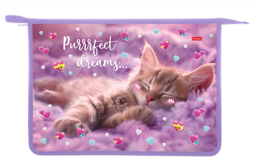 папка для тетрадей а4 на молнии hatber "мяу-стори" пластик Папка для тетрадей а4 на молнии hatber "мяу-стори" пластик