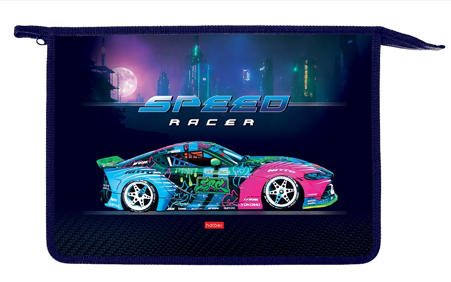 папка для тетрадей а4 на молнии hatber "city racing" пластик Папка для тетрадей а4 на молнии hatber "city racing" пластик