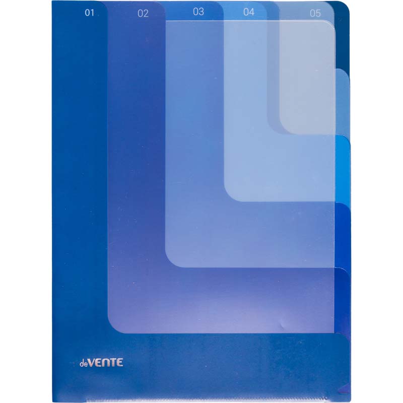 папка-уголок 5-ти секционная а4 180мкм devente "degrade" синяя Папка-уголок 5-ти секционная а4 180мкм devente "degrade" синяя