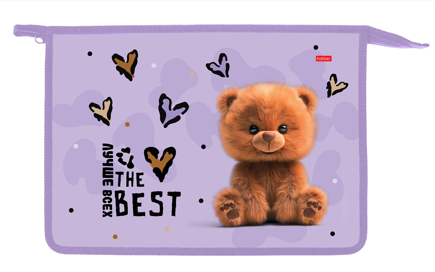 папка для тетрадей а4 на молнии hatber "пушистый мишка" пластик Папка для тетрадей а4 на молнии hatber "пушистый мишка" пластик