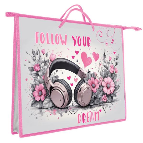 папка-портфель для чертежей оникс "розовые наушники" а3 Папка-портфель для чертежей оникс "розовые наушники" а3