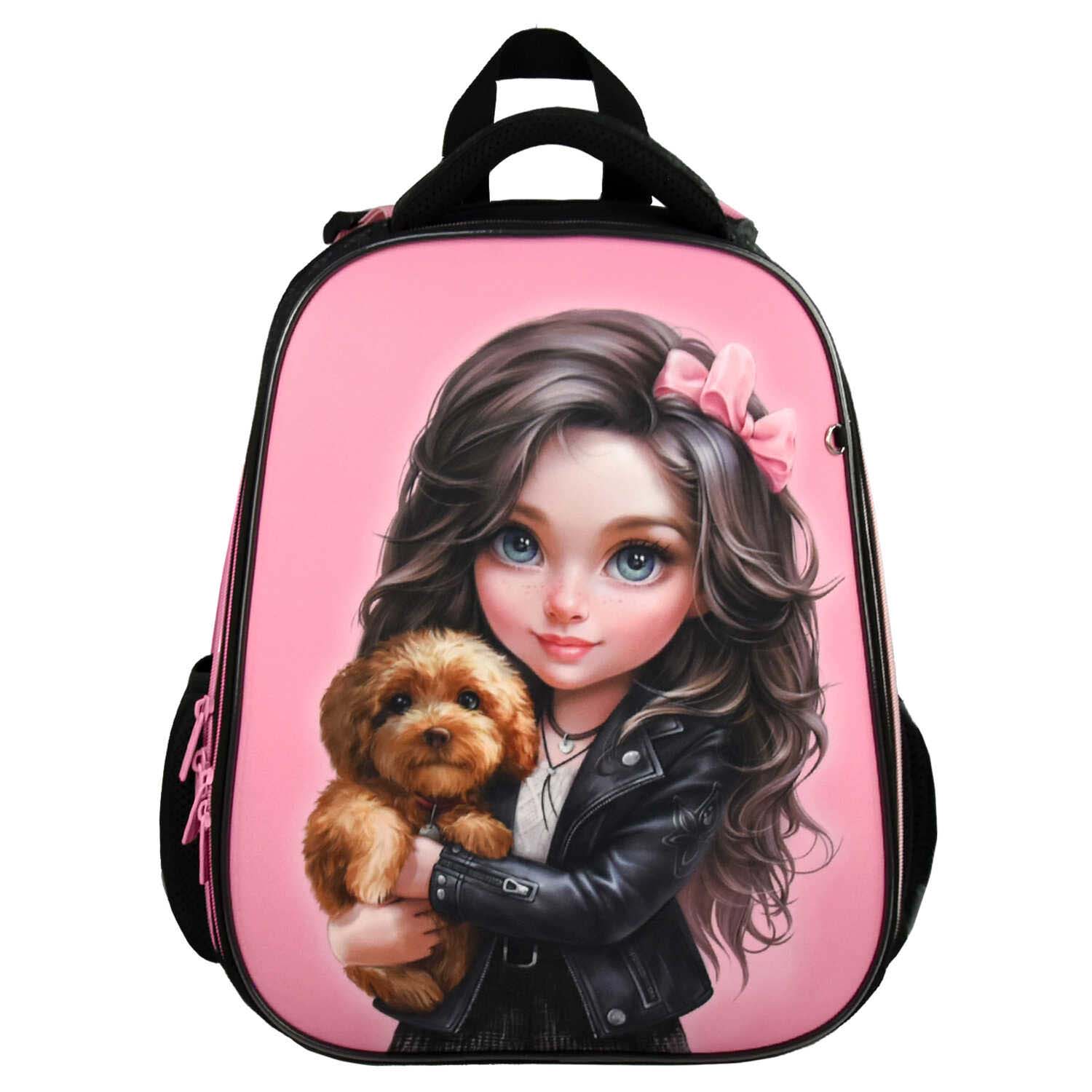 ранец феникс+ "брюнетка с собачкой" 27х37х13см эрг.спинка Ранец феникс+ "брюнетка с собачкой" 27х37х13см эрг.спинка