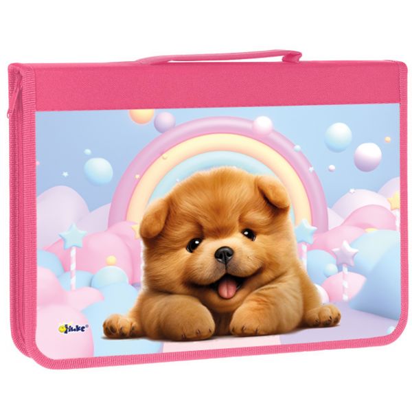 папка для труда а4 оникс "рыжий щенок" на молн. вокруг с ручкой Папка для труда а4 оникс "рыжий щенок" на молн. вокруг с ручкой