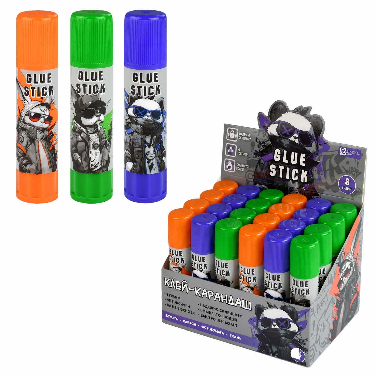 клей-карандаш феникс+ "крутые зверята" 8г pvp асс-т Клей-карандаш феникс+ "крутые зверята" 8г pvp асс-т
