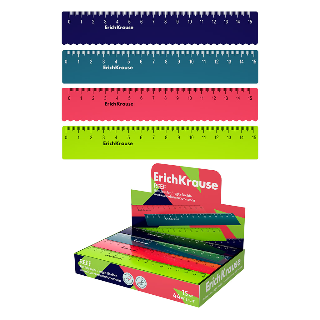 линейка пластик erich krause "reef" 15см асс-т Линейка пластик erich krause "reef" 15см асс-т