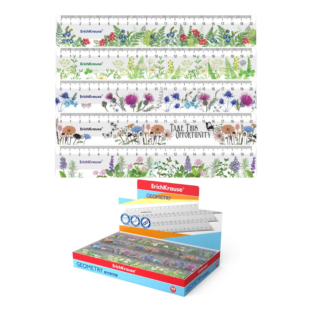 линейка erich krause "цветы" 20см асс-т Линейка erich krause "цветы" 20см асс-т