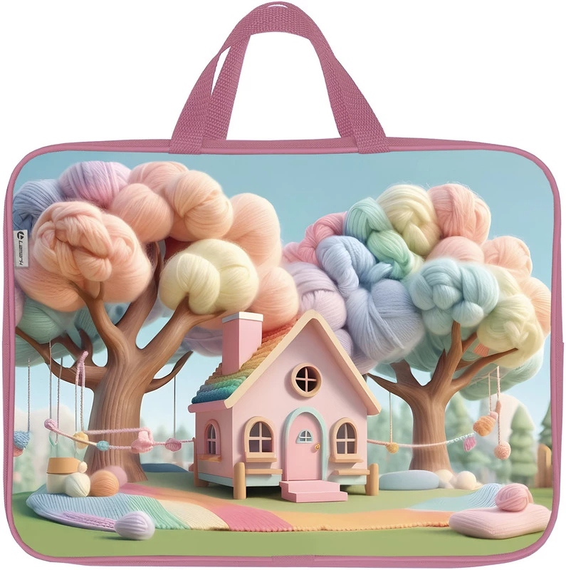 папка текстиль с ручками а4 lamark "уютный домик" на молнии Папка текстиль с ручками а4 lamark "уютный домик" на молнии