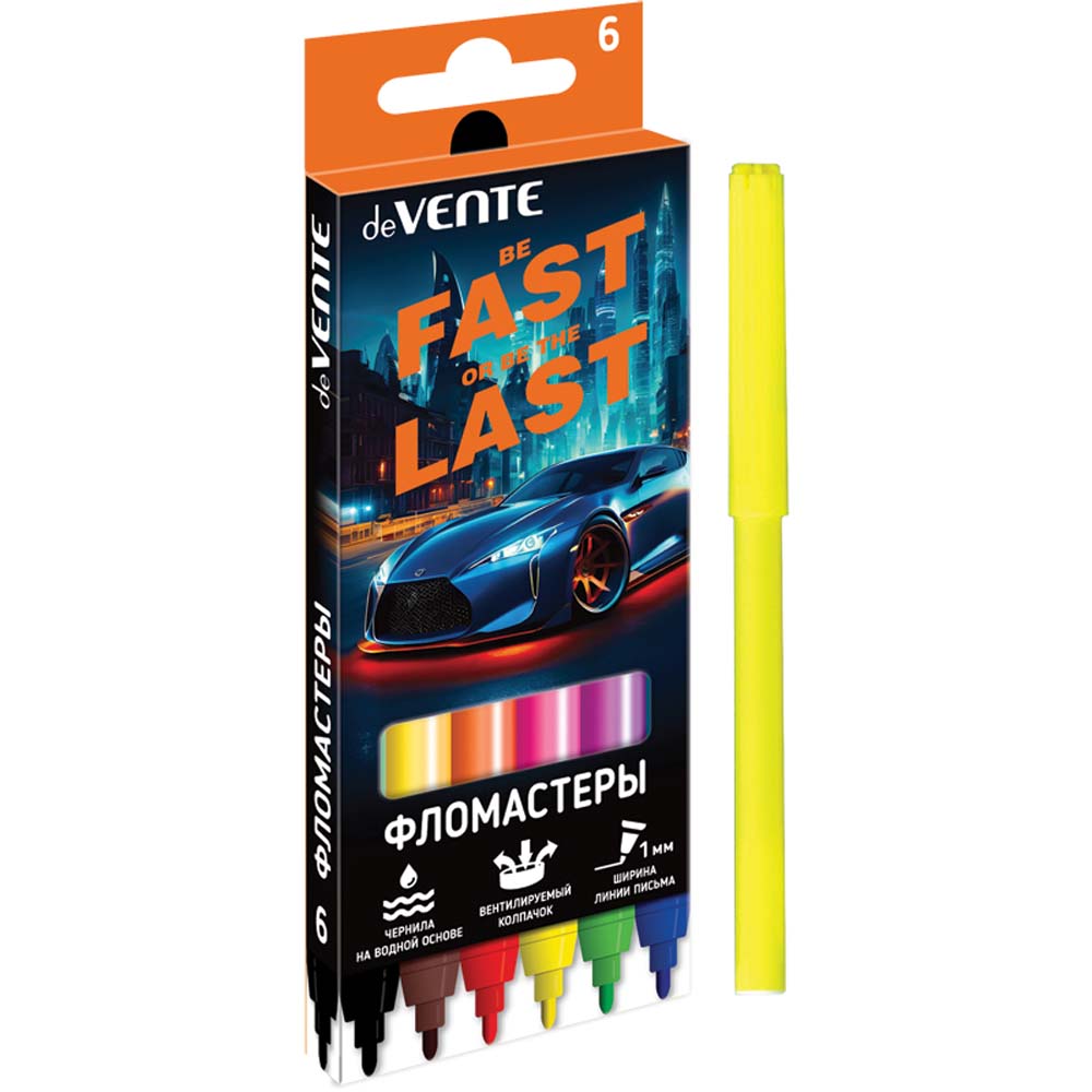 фломастеры "fast or last" 6цв. (devente) вент.колп.,к/уп. Фломастеры "fast or last" 6цв. (devente) вент.колп.,к/уп.