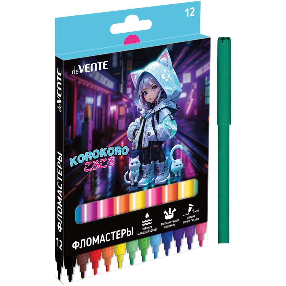 фломастеры "korokoro" 12цв. (devente) вент.колп.,к/уп. Фломастеры "korokoro" 12цв. (devente) вент.колп.,к/уп.