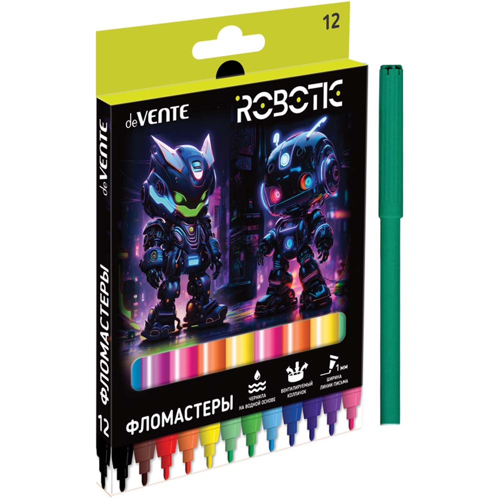 фломастеры "robotic" 12цв. (devente) вент.колп.,к/уп. Фломастеры "robotic" 12цв. (devente) вент.колп.,к/уп.