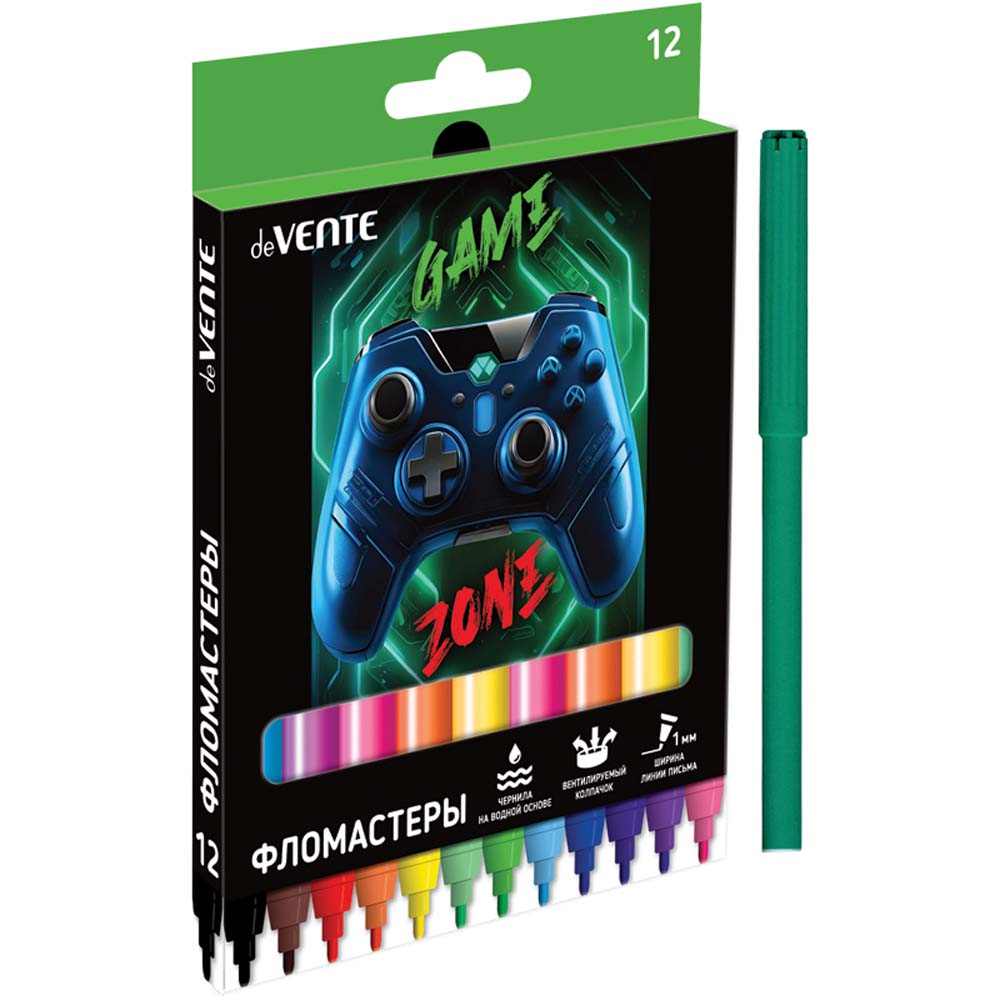 фломастеры "gamer" 12цв. (devente) вент.колп.,к/уп. Фломастеры "gamer" 12цв. (devente) вент.колп.,к/уп.